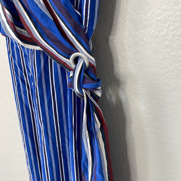 Rag & Bone 100% Silk Red, White, and Blue Striped Felix Wrap Jumpsuit - Picture 8 of 16